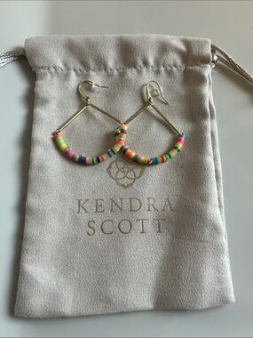 Kendra Scott Gold Hoop Earrings with Neon Rainbow Beads